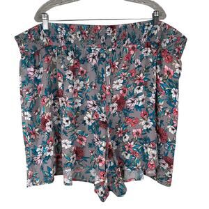 Torrid Gray Floral Crinkle Gauze Flouncy 5" Shorts 4X Pockets New